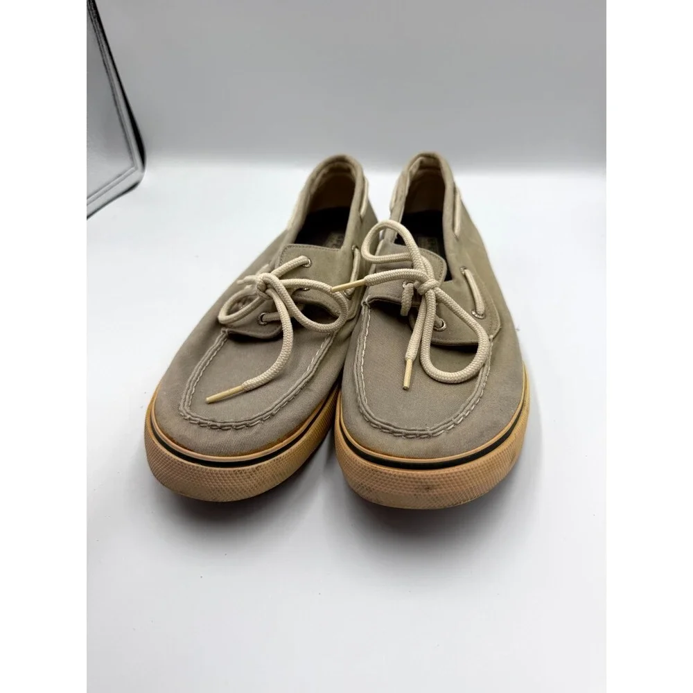 Sperry Top-Sider 0777916 Mens 11.5 M Khaki Canvas Moc Toe Slip On Boat Shoes